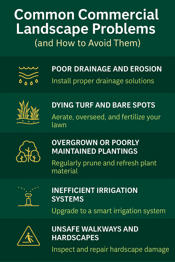 Common Commercial Landscape Problems info graphic